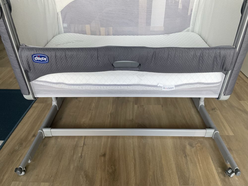 Chicco Łóżeczko Dostawne Next2Me Magic Moon Grey + materac Rucken