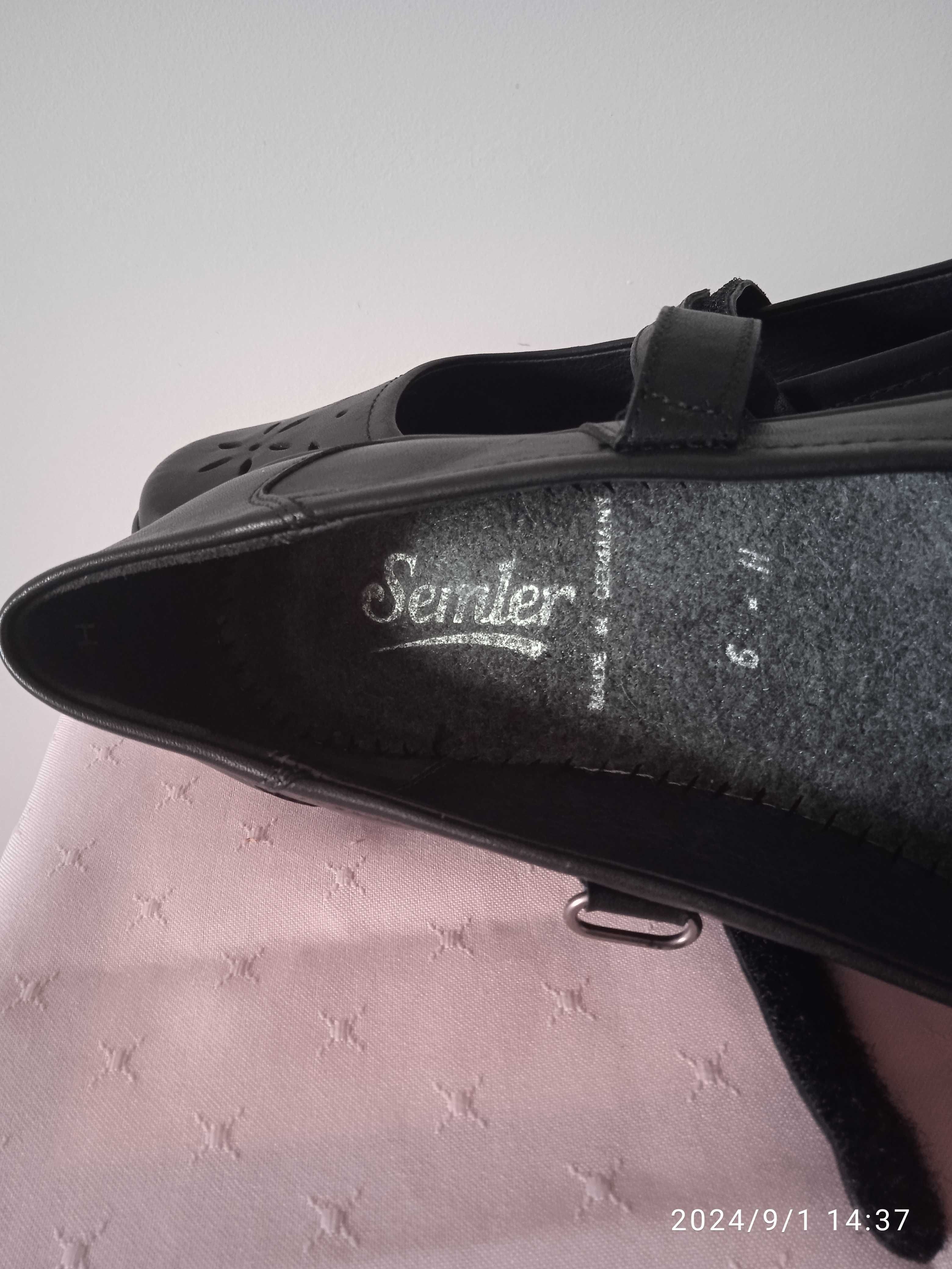 SEMLER r.39,5 skórka licowa, szerokie wygodne, wyściółka skóra