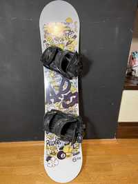 Snowboard APO 115 cm z wiązaniami Rage fastec