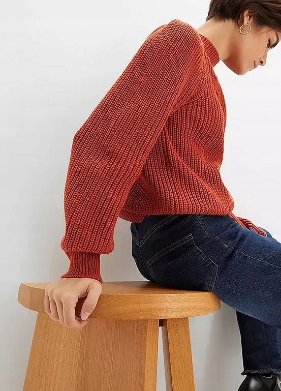 B.P.C sweter rudy dzianinowy 48/50.