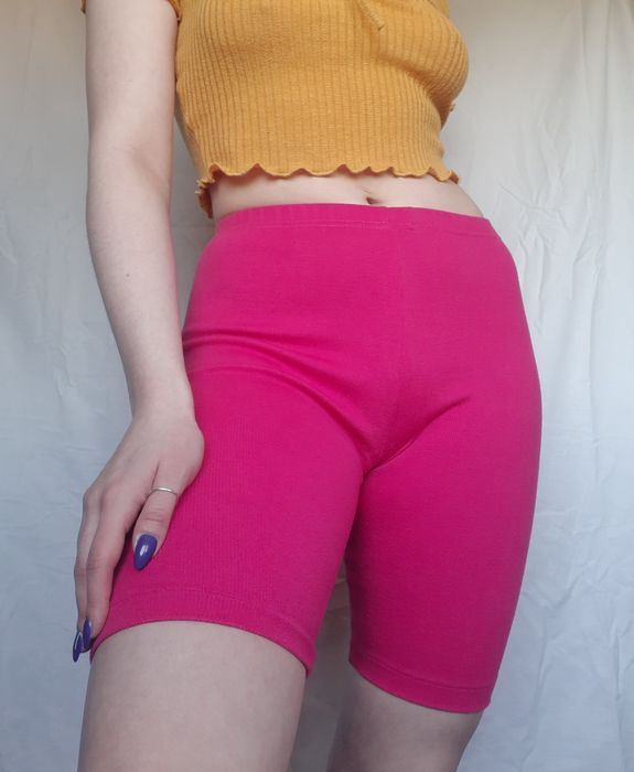 Różowe prążkowane kolarki spodenki 34/36 XS/S