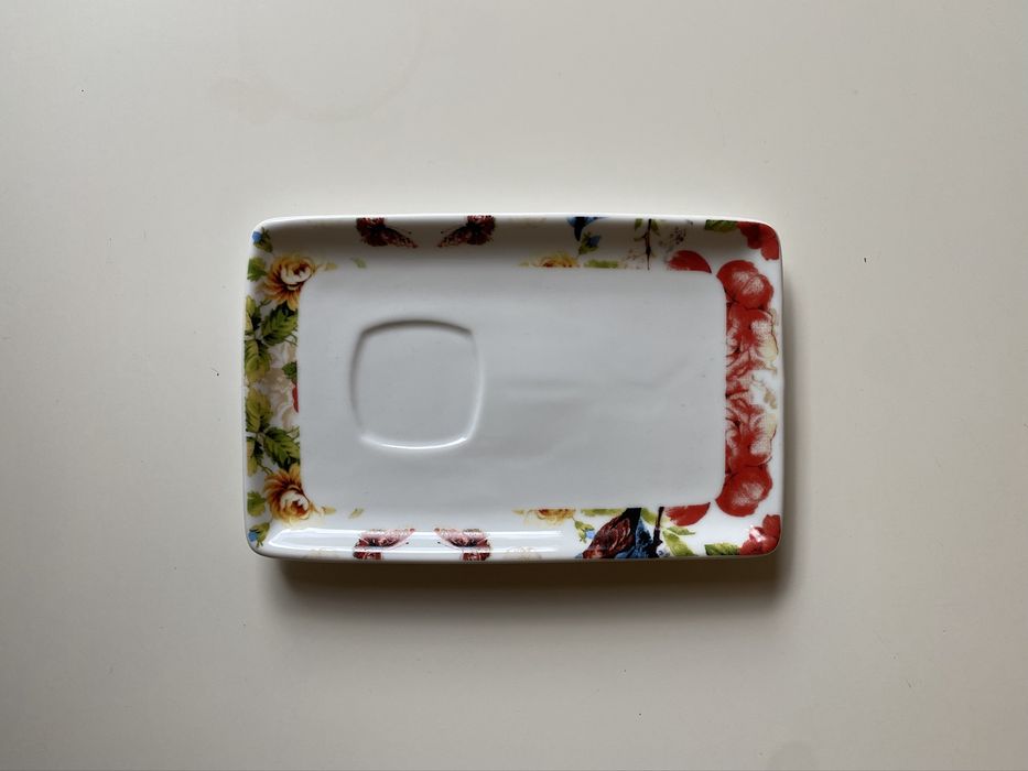 Porcelana Bogucice podstawka prostokątna kwiatowy motyw