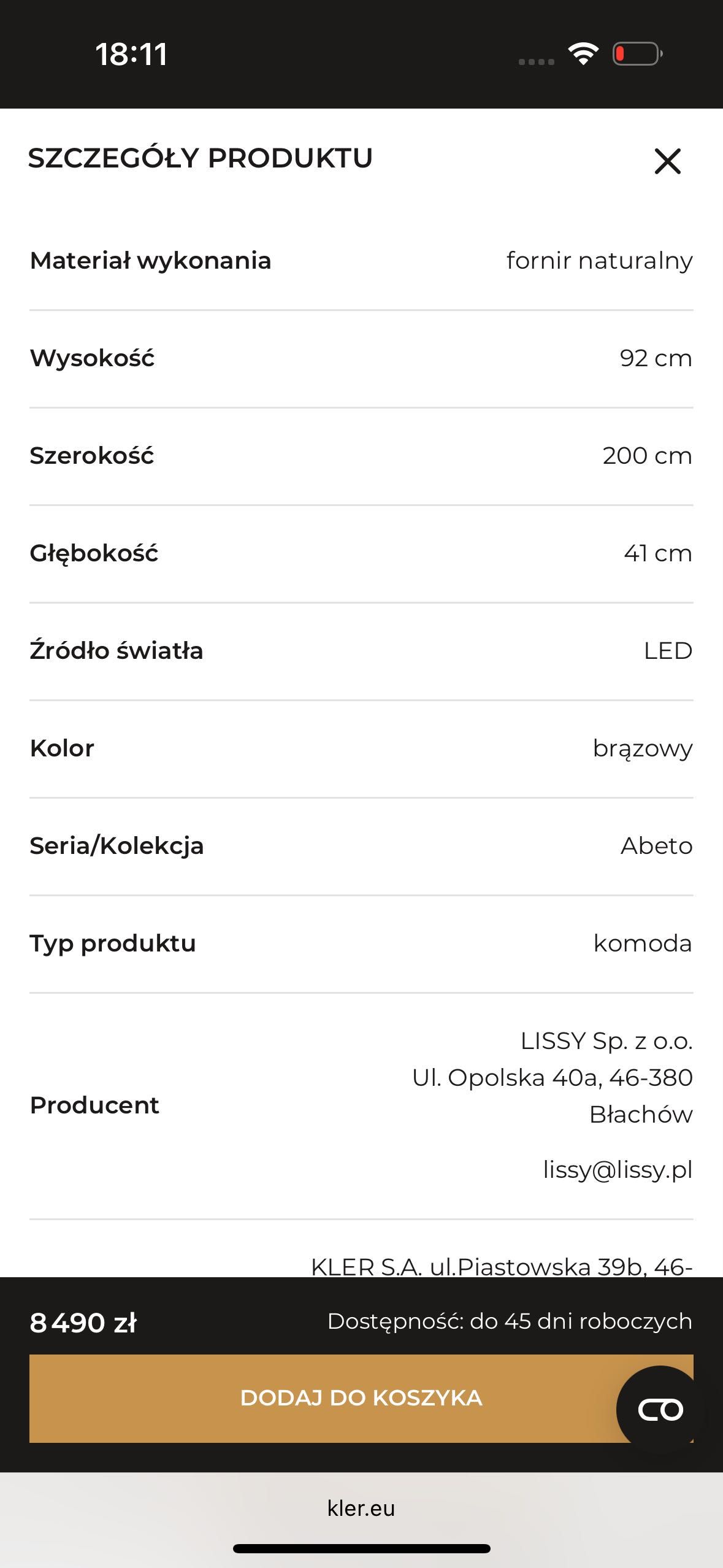 Komoda brązowo czarna KLER