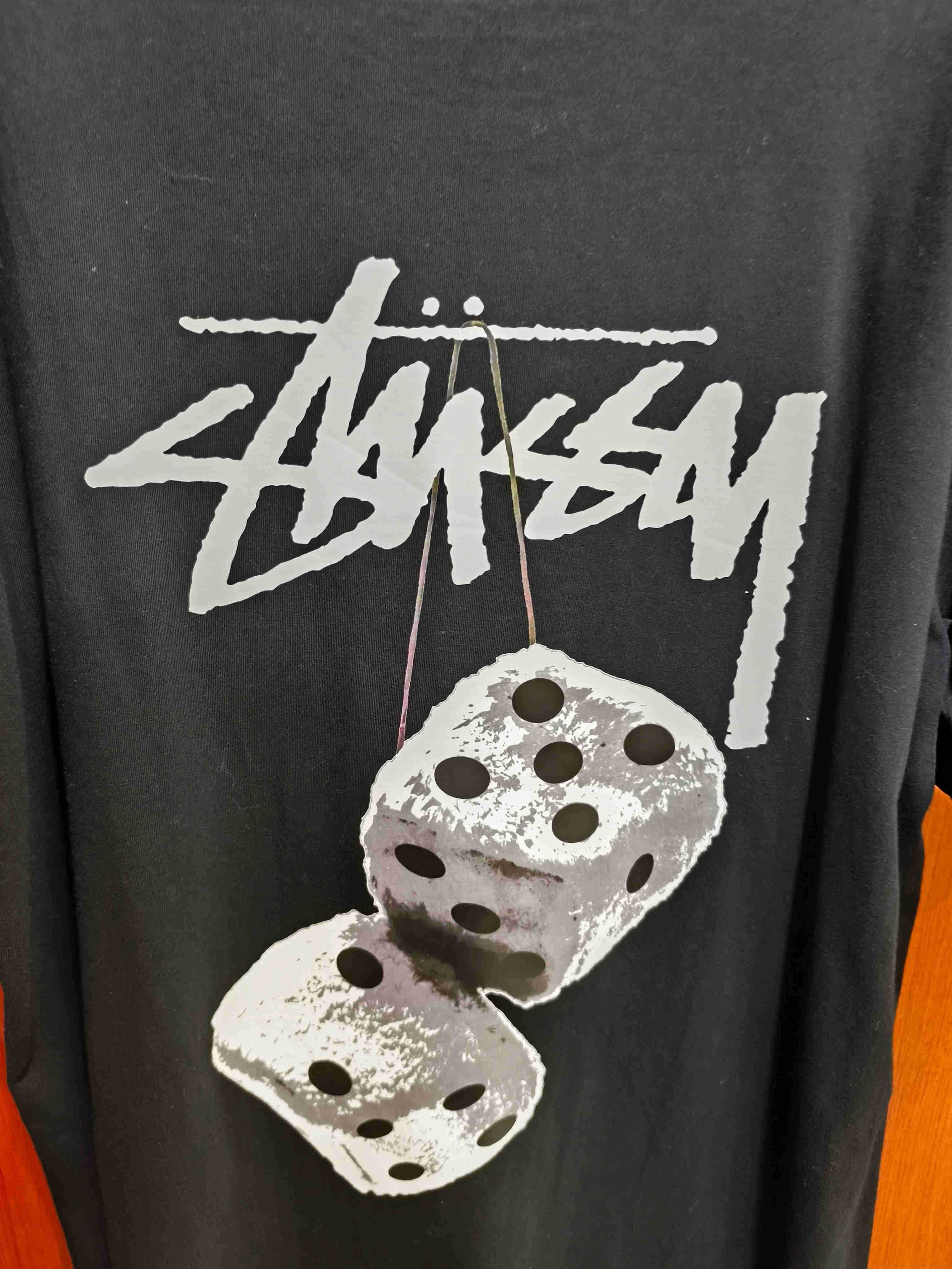 Stussy,Męska czarna koszulka z nadrukiem letnim, rozmiar L
