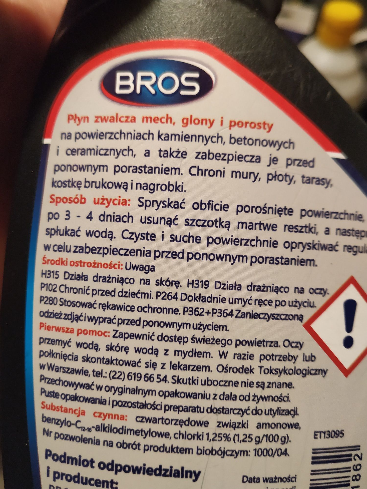 Płyn do dezynfekcji ,Bros na mech i glony, Gładź ,K2 czernidło do gumy