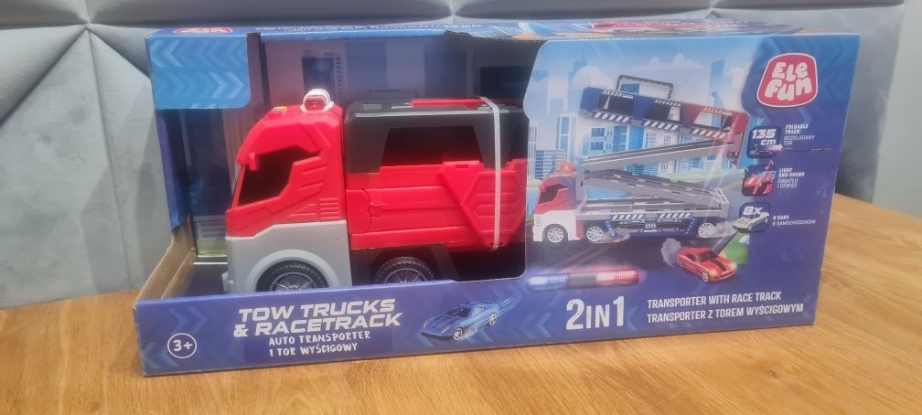 Auto 2w1 elefun Transporter i tor wyścigowy nowy