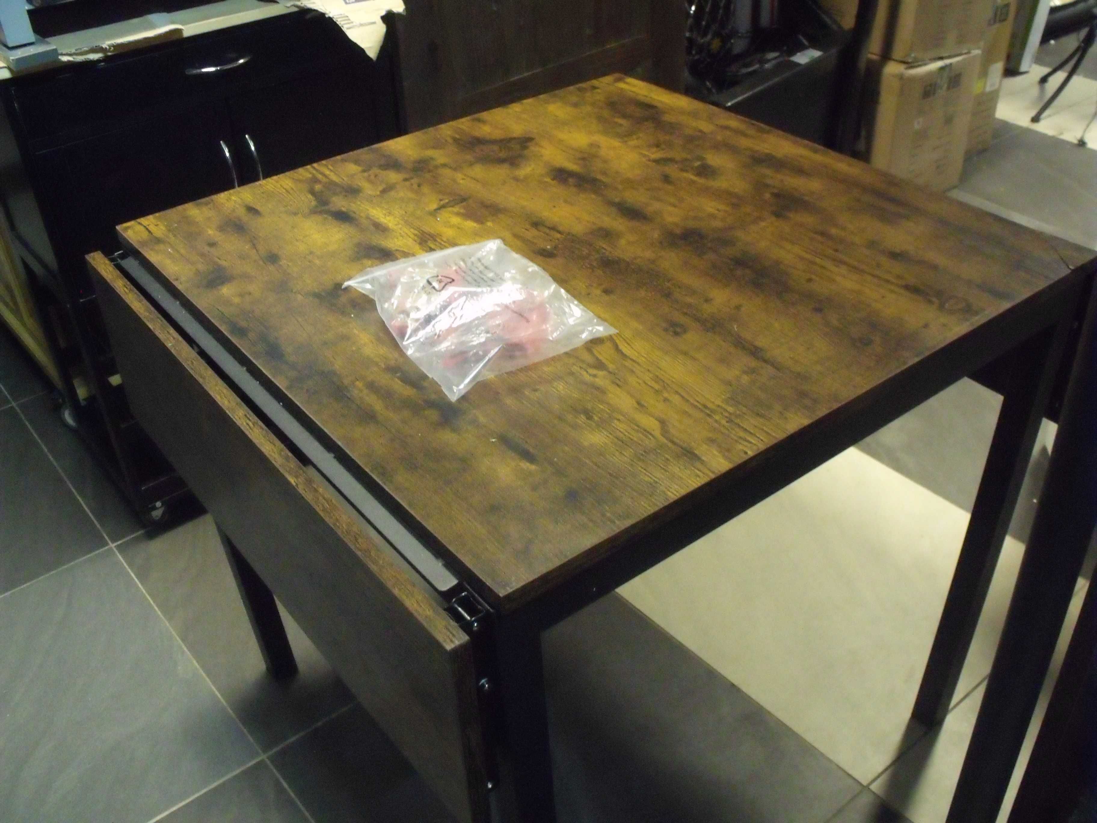 Stół kuchenny rozkładany do 120cm czarny industrialny LOFT vintage