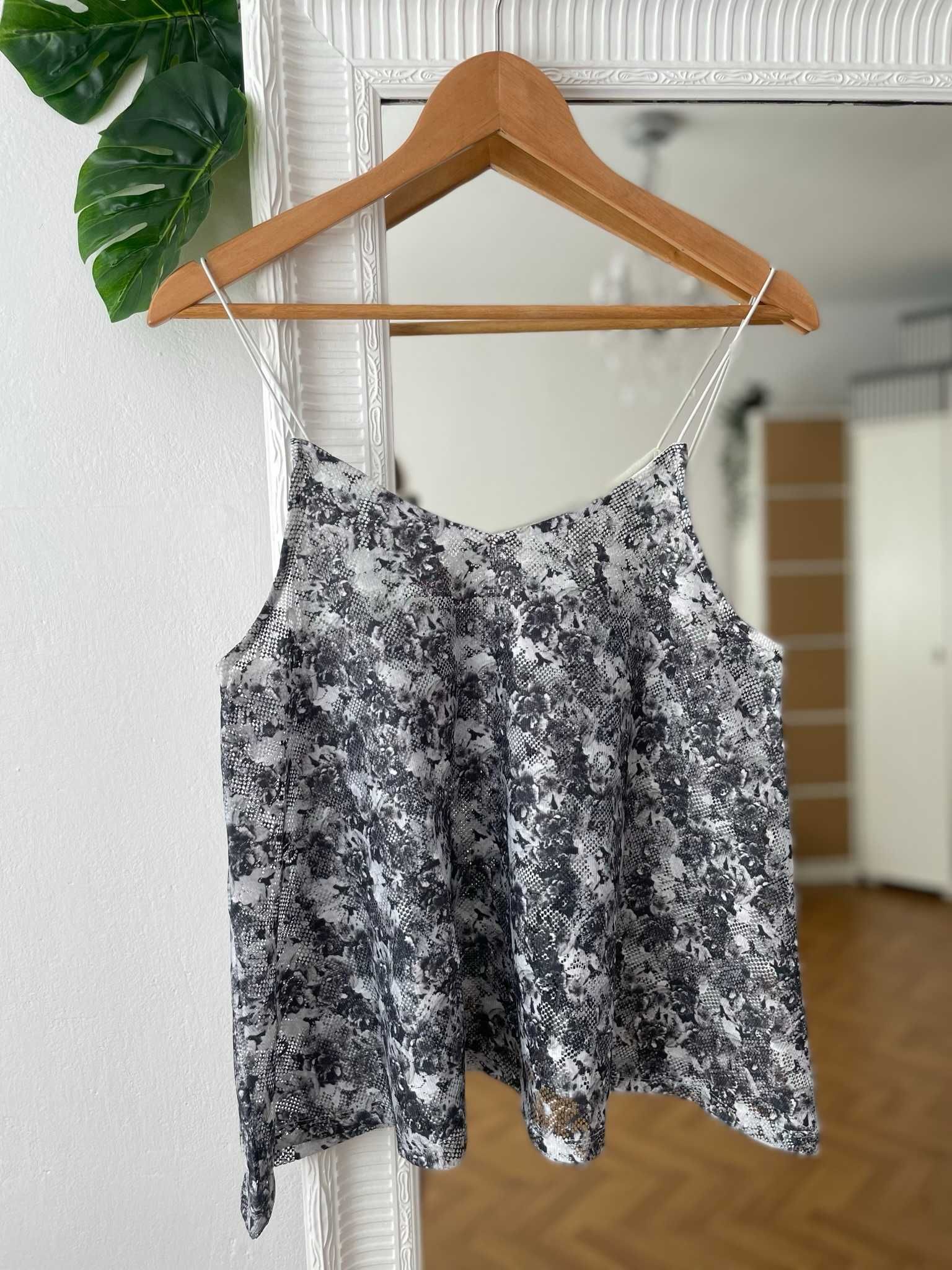 Asos top szary biały koronkowy na ramiączkach boho letni y2k M 38