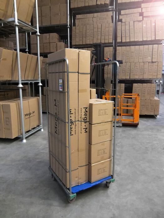 Rollkontener (rollcage, rollbox) wózek siatkowy transportowy niebieski