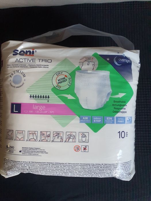 Pieluchomajtki Seni active trio L super chłonne 60 szt. Nowe