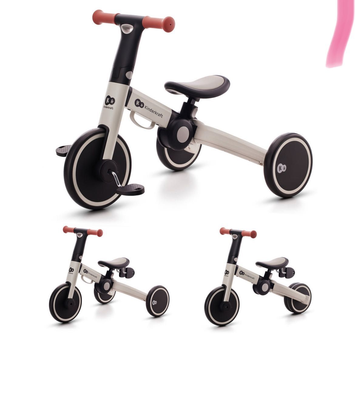 Kinderkraft rowerek trójkołowy 3 w 1 silver grey Stan idealny