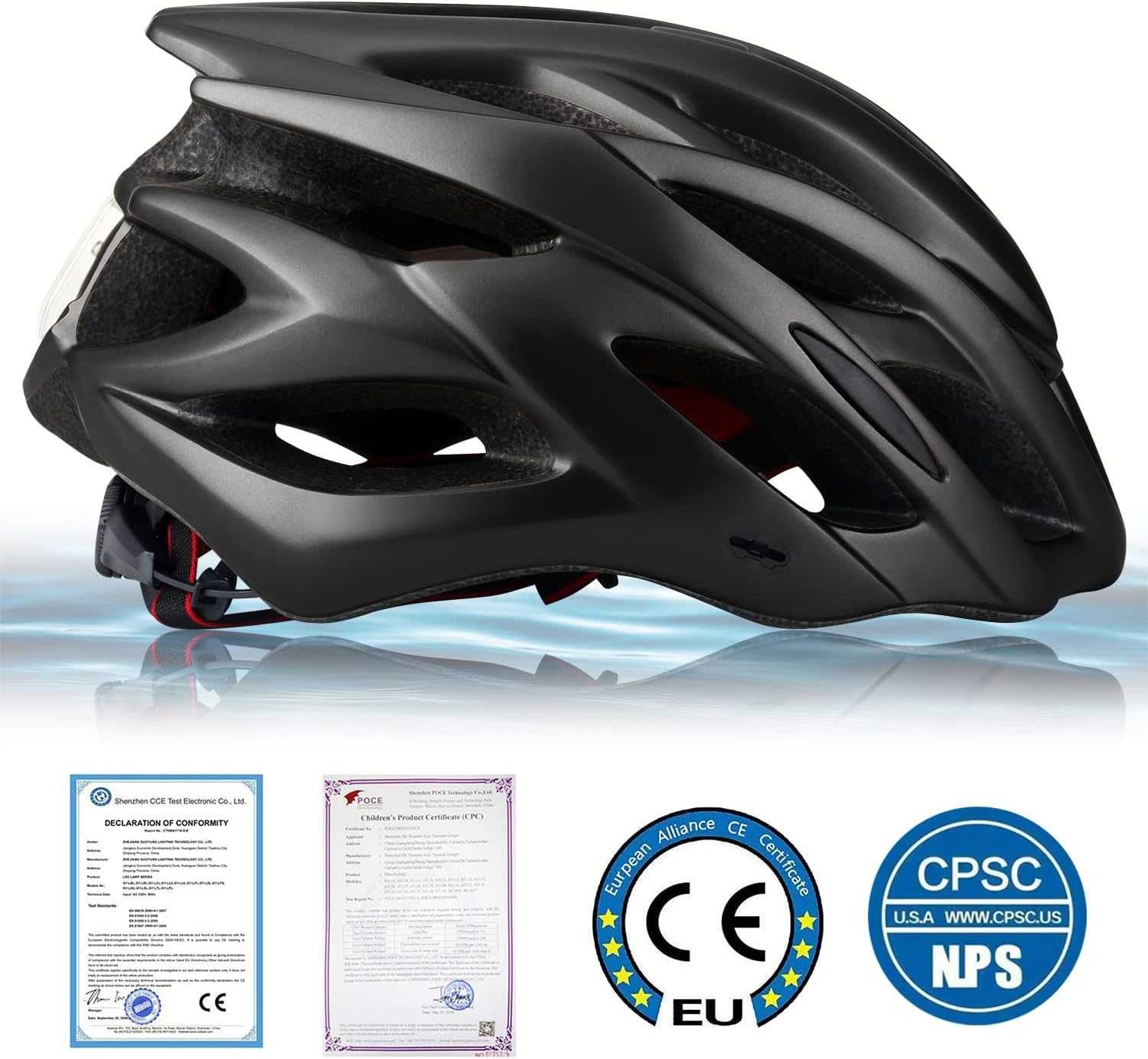 Kask rowerowy Kinglead HT-10 r. 57-62 LED z daszkiem czarny