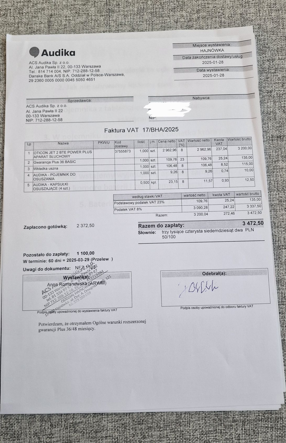 Aparat słuchowy Oticon Jet 2 BTE Power Plus Lewy gwarancja