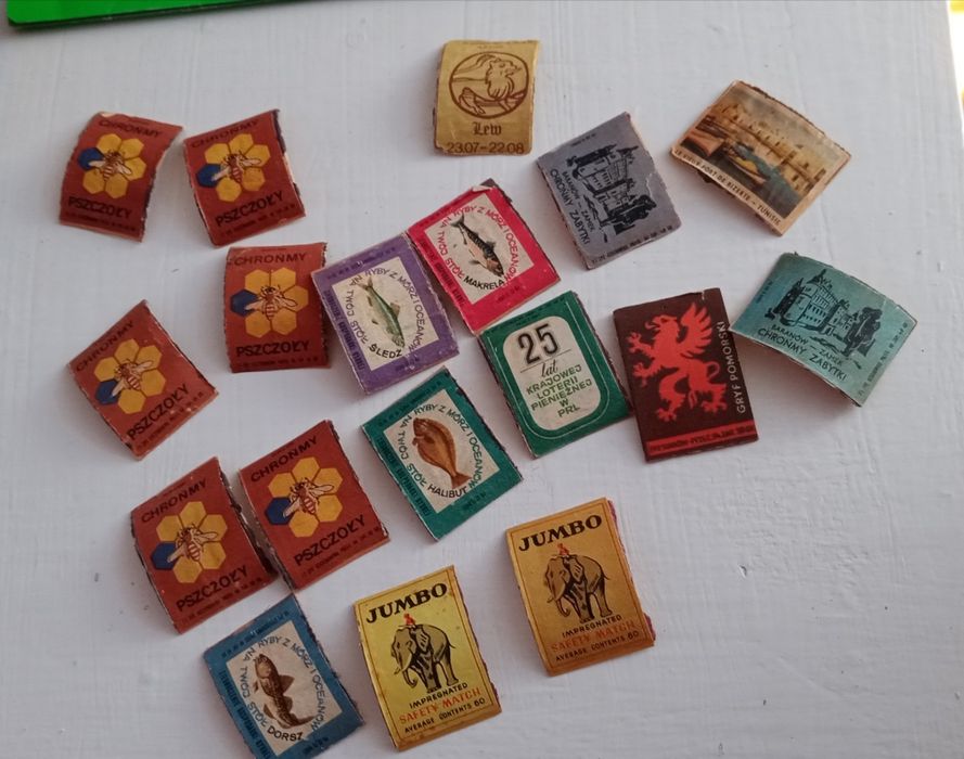 Zabytkowe etykiety zapałek (drewniane)