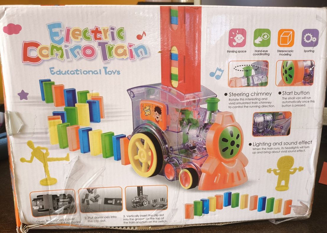 Lokomotywa domino elektryczna układanka pociąg 3+