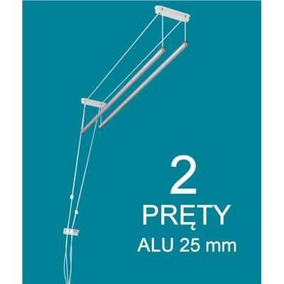 Suszarka sufitowa 2 pręty 100x18,5cm fi25 alum