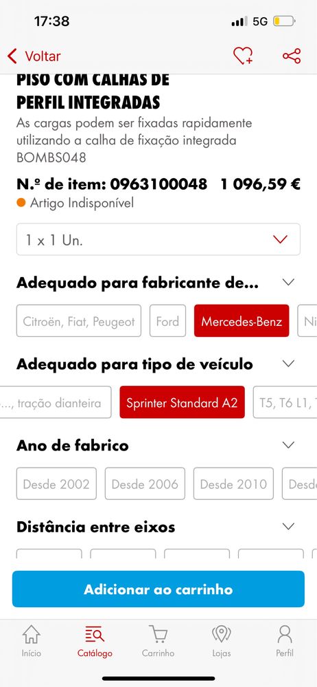 Piso com calhas de perfil mercedes sprinter