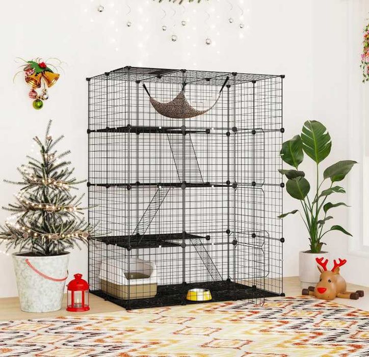 Klatka dla kota Duża 4-piętrowa klatka dla kociąt z hamakiem