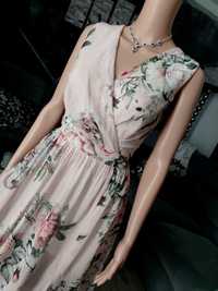 Długa maxi sukienka suknia wizytowa w kwiaty rozmiar xl 42 na komunie