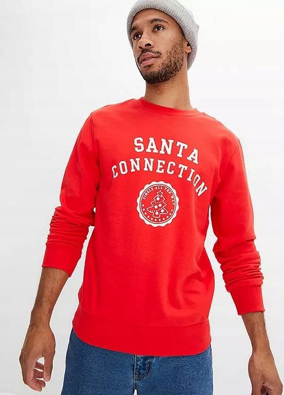 B.P.C męska bluza czerwona świąteczny napis r.4XL