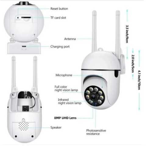 Kamera monitorująca 8 MP Wifi Kamera dwukierunkowe kamery audio
