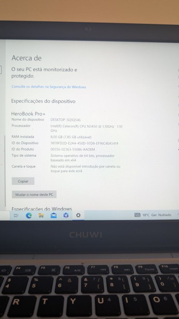 Portátil Chuwi 14.1 Herobook Pro+