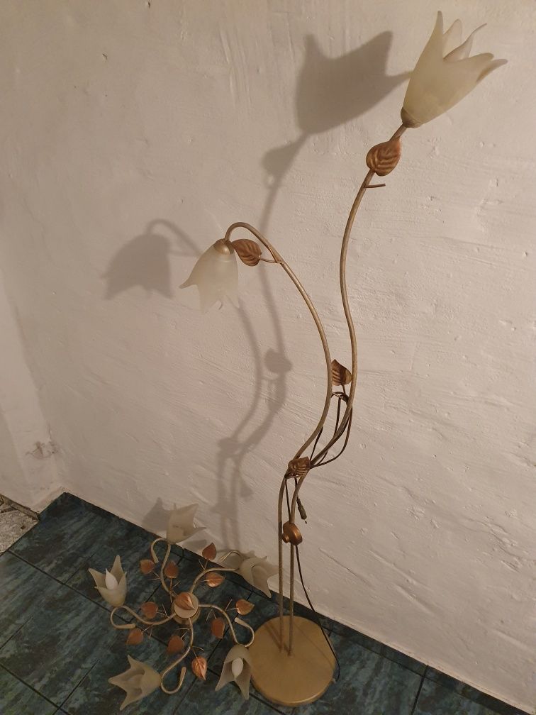 Lampa wisząca i stojąca, Vintage, dodatki pozłacane