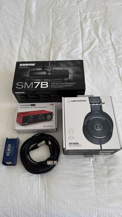 Conjunto de Gravação Profissional – Microfone Shure SM7B e acessórios
