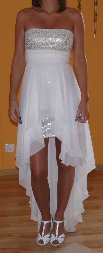 Suknia ślubna biała asymetryczna
