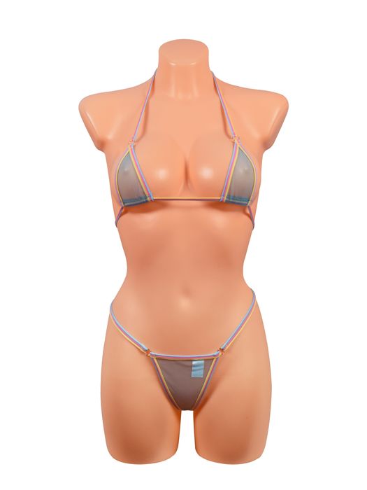 Verona Bikini kolorowe prześwitujące dla odważnych plaża j. niebieski