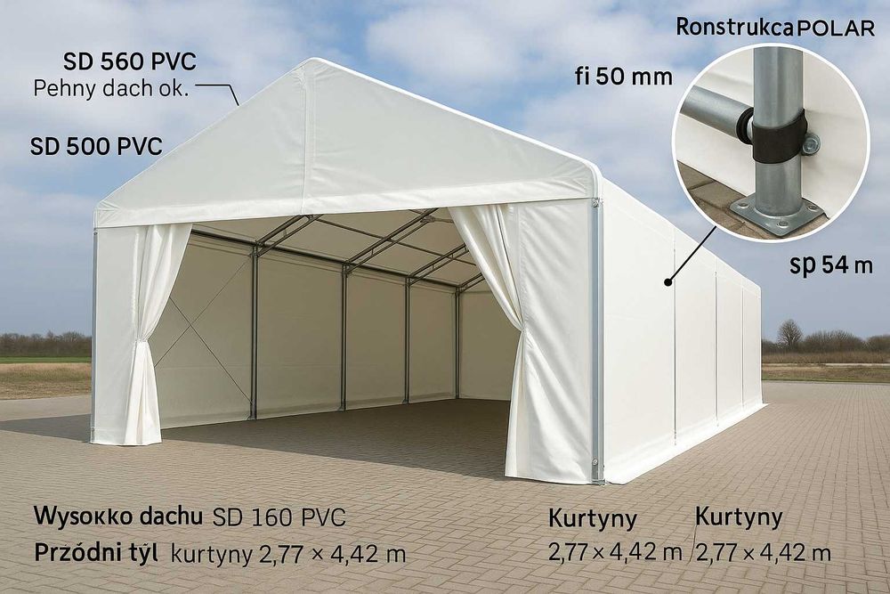 Wynajem namiotu magazynowego 6×10 m (~60 m²) - wysoki! całoroczny!