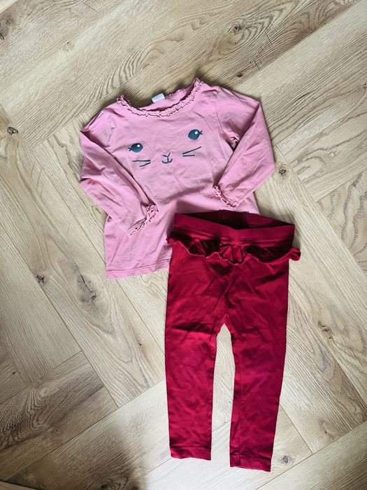 Bluzka legginsy 92 bordowe rozowe zesatw