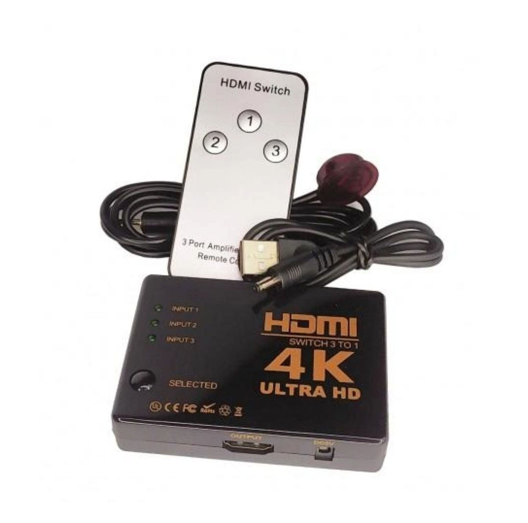 Активний HDMI switch 3 to 1 v1.4a перемикач 4K USB живлення, індикатор