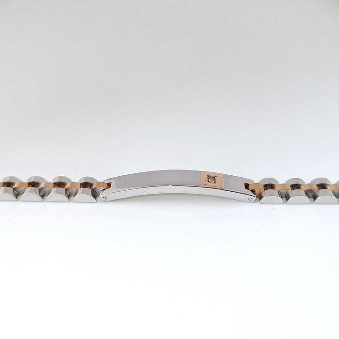 Diamante - 18 K - Ouro rosa, Base Bracciale em Aço Inoxidável