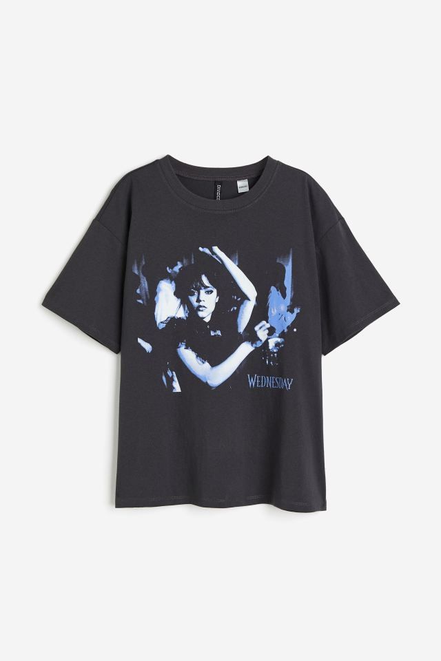 Nowy t-shirt oversize z Wednesday,H&M,XXS