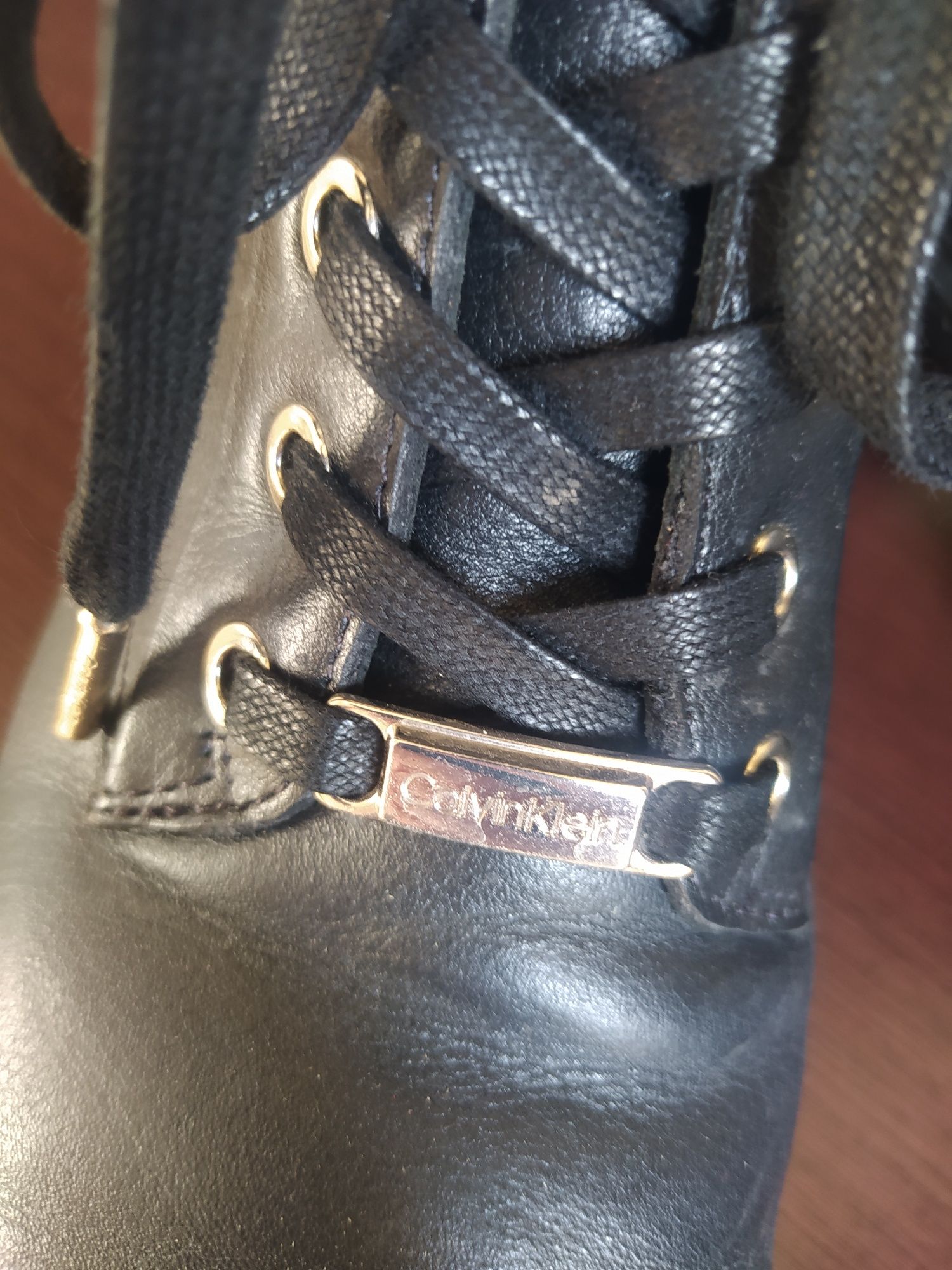 Botki kozaki czarne skóra korku Calvin Klein okazja