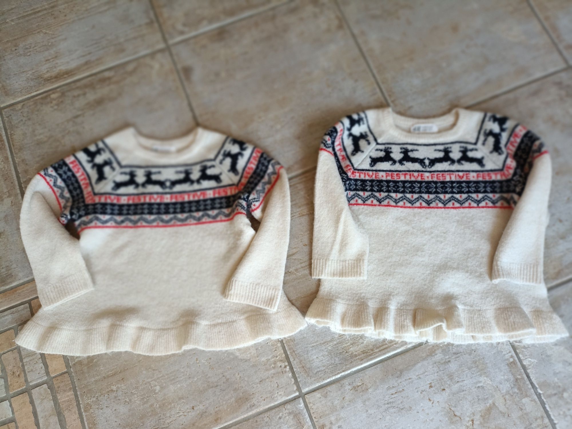 Sweterek świąteczny, tunika, r. 98/104, dla bliźniaczek