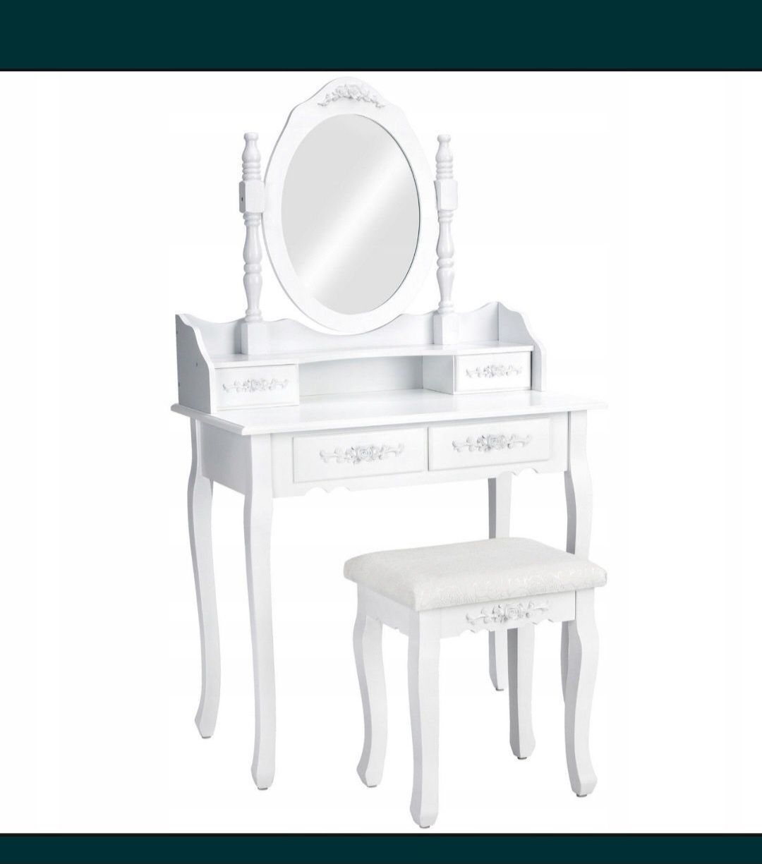 Toaletka z krzesłem biała