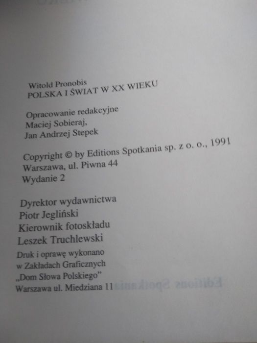 Polska i świat w XX wieku. Witold Pronobis