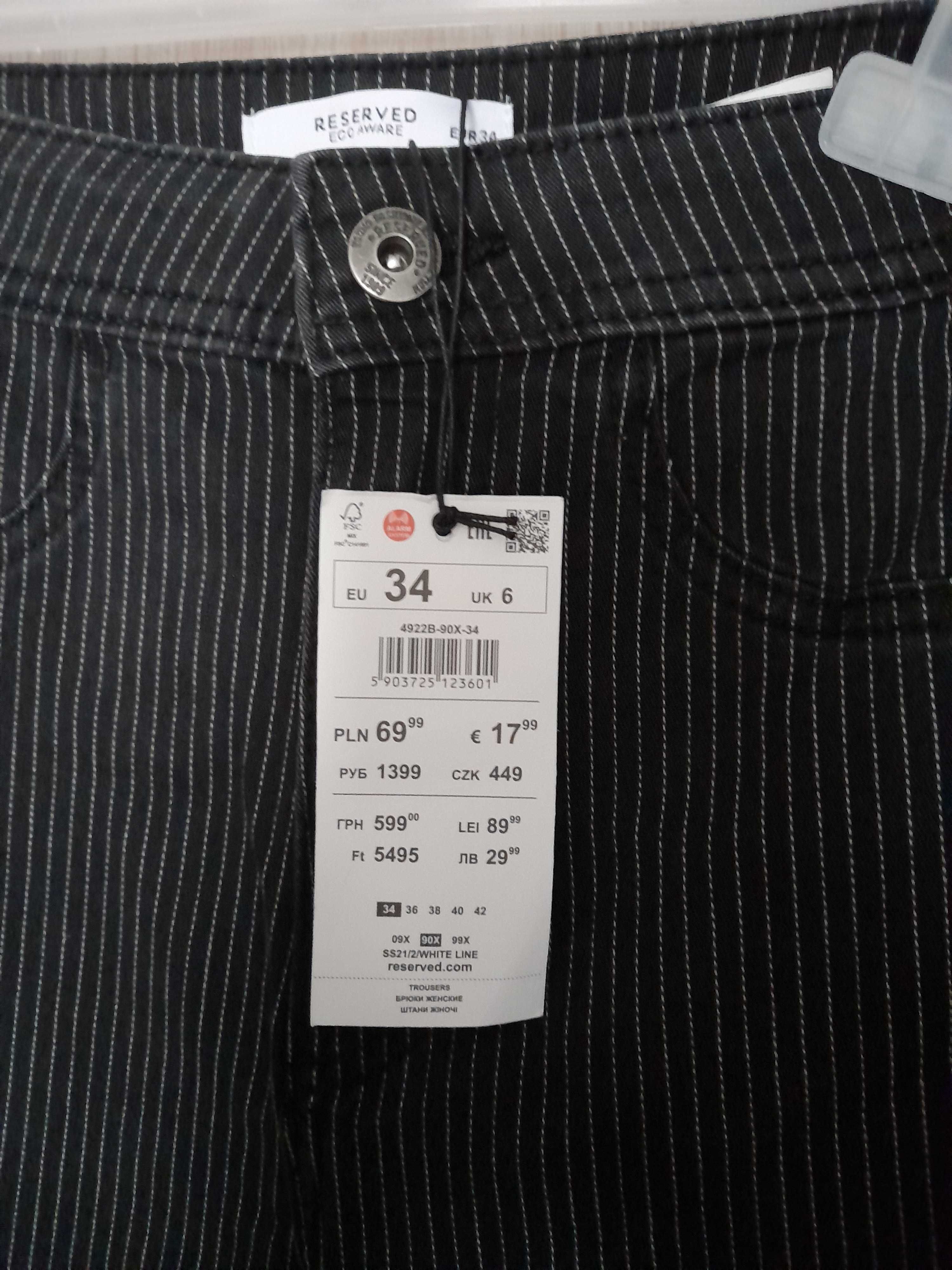 Spodnie rurki z wysokim stanem r.34 NOWE Reserved
