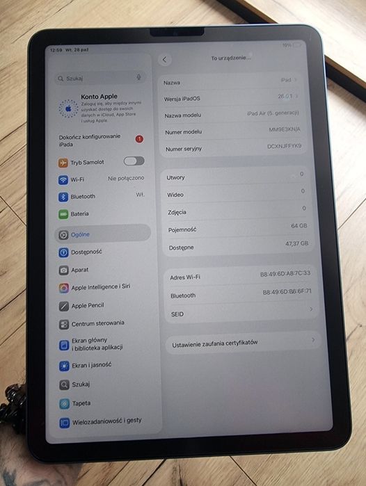 ipad air gen. 5 , 64gb, M1, wifi