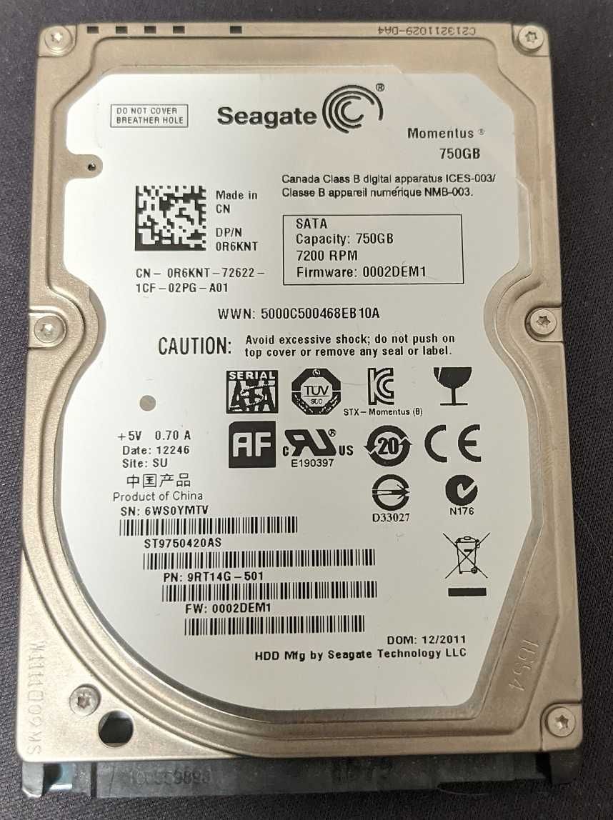 Жесткий диск для ноутбука Hdd 2,5 750gb Seagate momentus