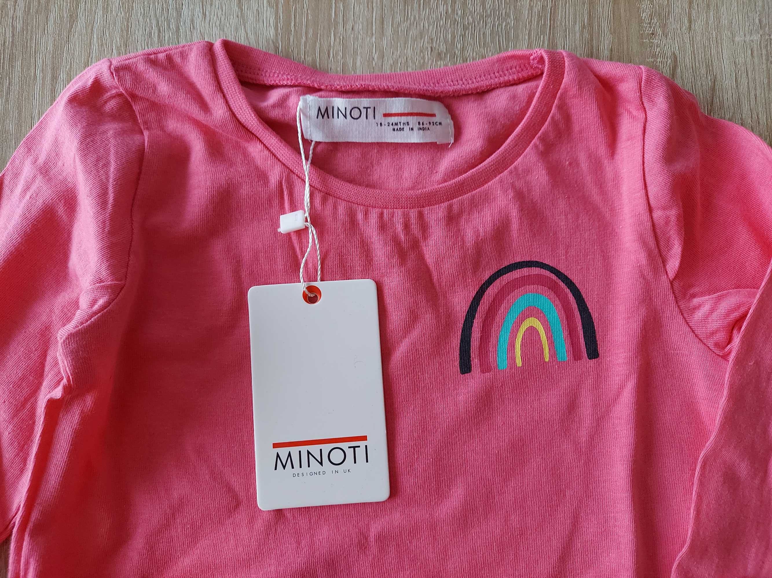 NOWA sukienka Minoti 5 10 15, różowa, długi rękaw 86/92