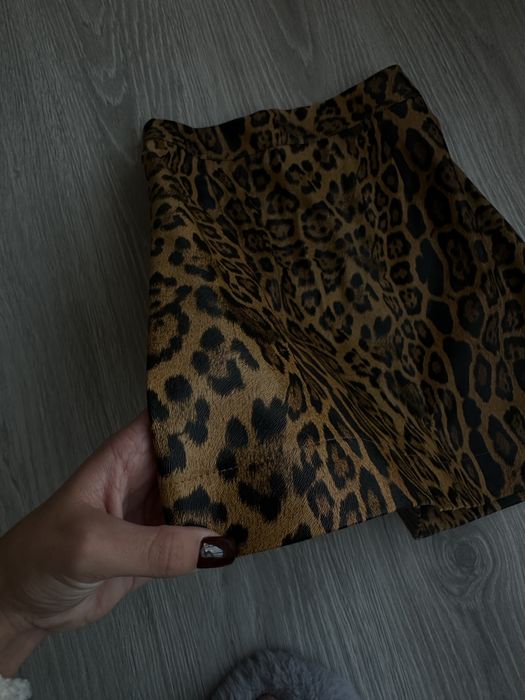 Спідниця з екошкіри деопард, шкіряна