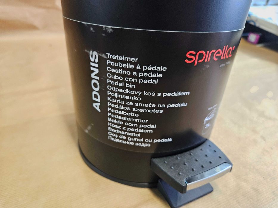 Kosz na śmieci łazienkowy 3L spirella bambus stal czarny matowy