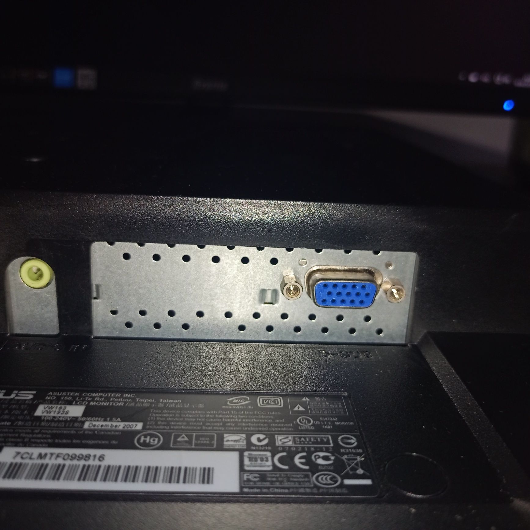 Monitor ASUS(VW193S) 60Hz VGA|1440x900(19')