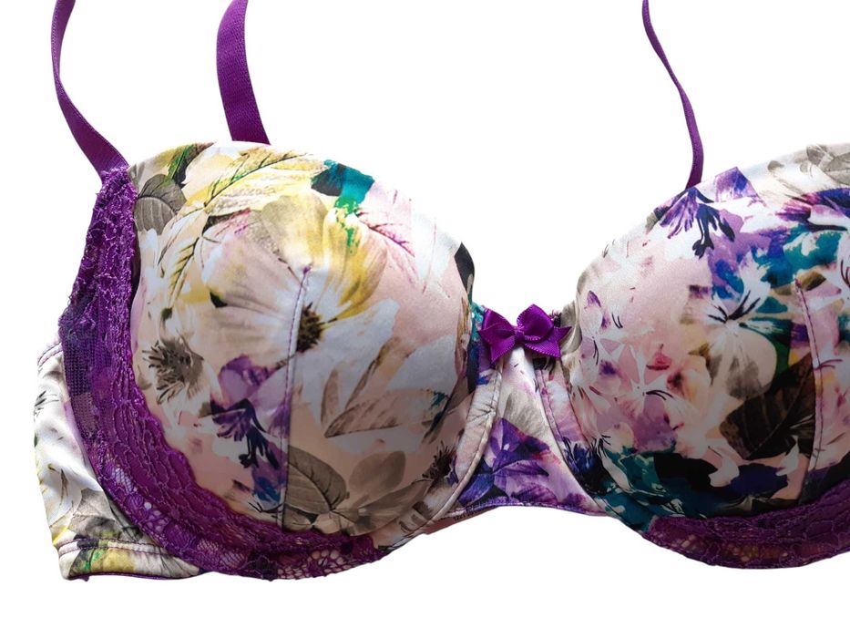 Stanik biustonosz 70C Hunkemöller wzór kwiaty koronka bielizna damska