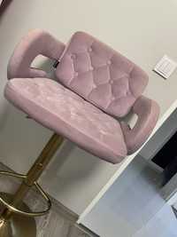 Krzesło hoker do makijażu, piekny liliowy/różowy, złota noga miedziana