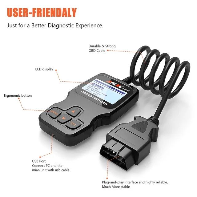 Scanner de diagnóstico Automóvel OBD2 Ancel Ad310 SELADO