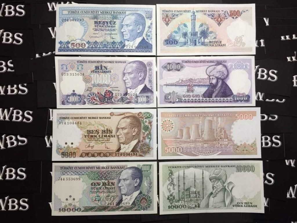 Турция набор 4 банкноты 500 - 10000 Lirasi 1970 UNC